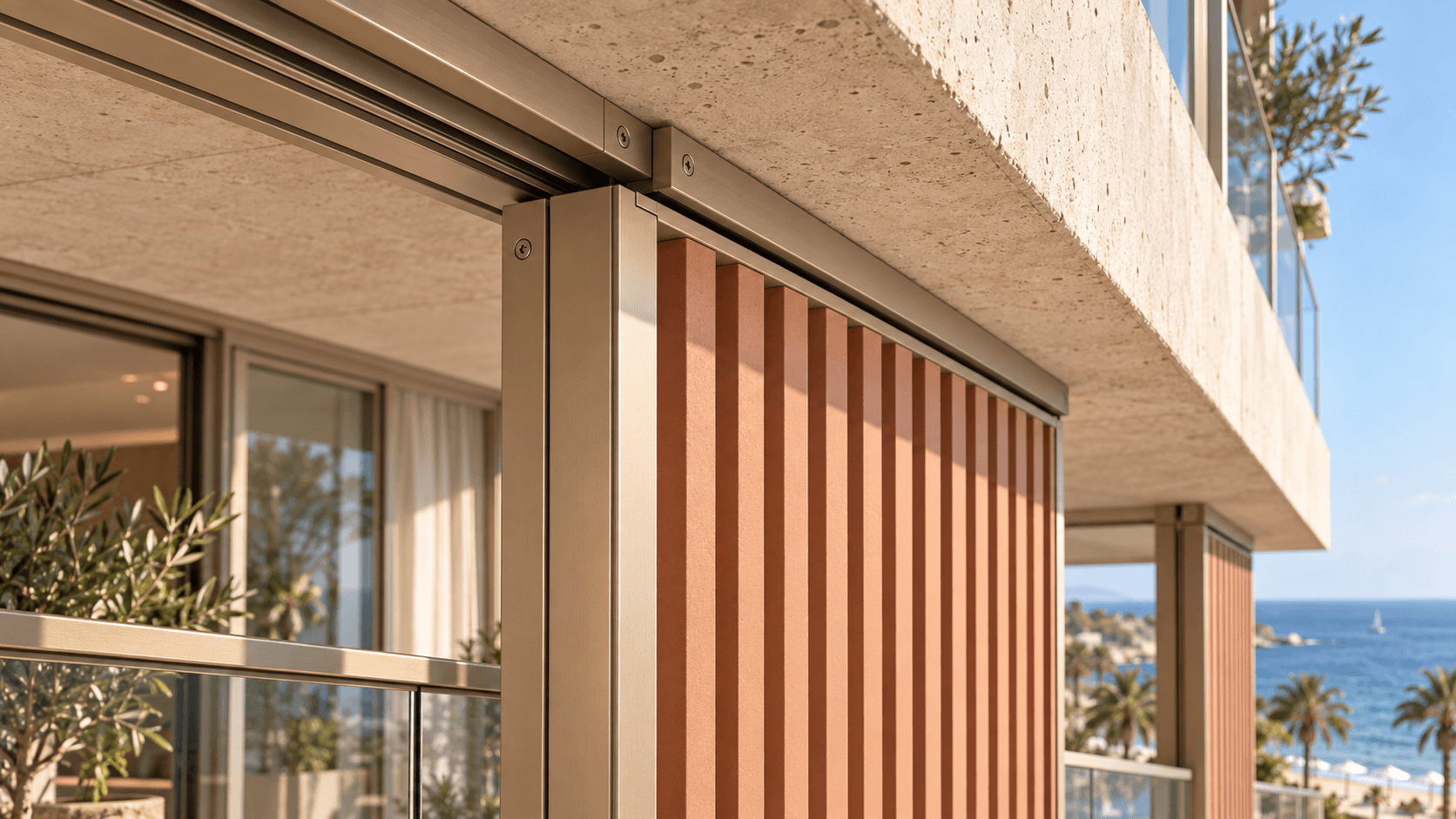 A closer study of frames, screens and the balcony edge.