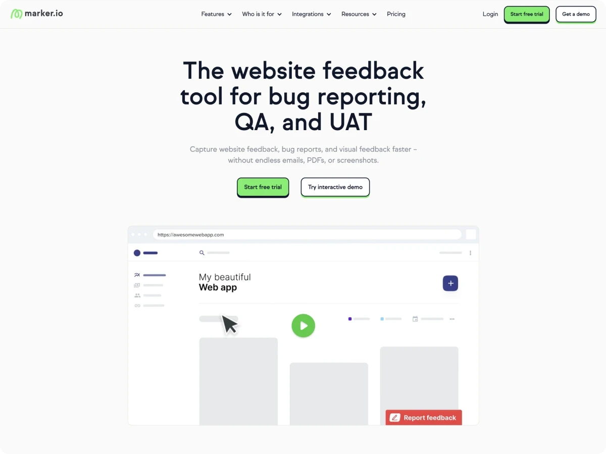 Screenshot of Marker homepage