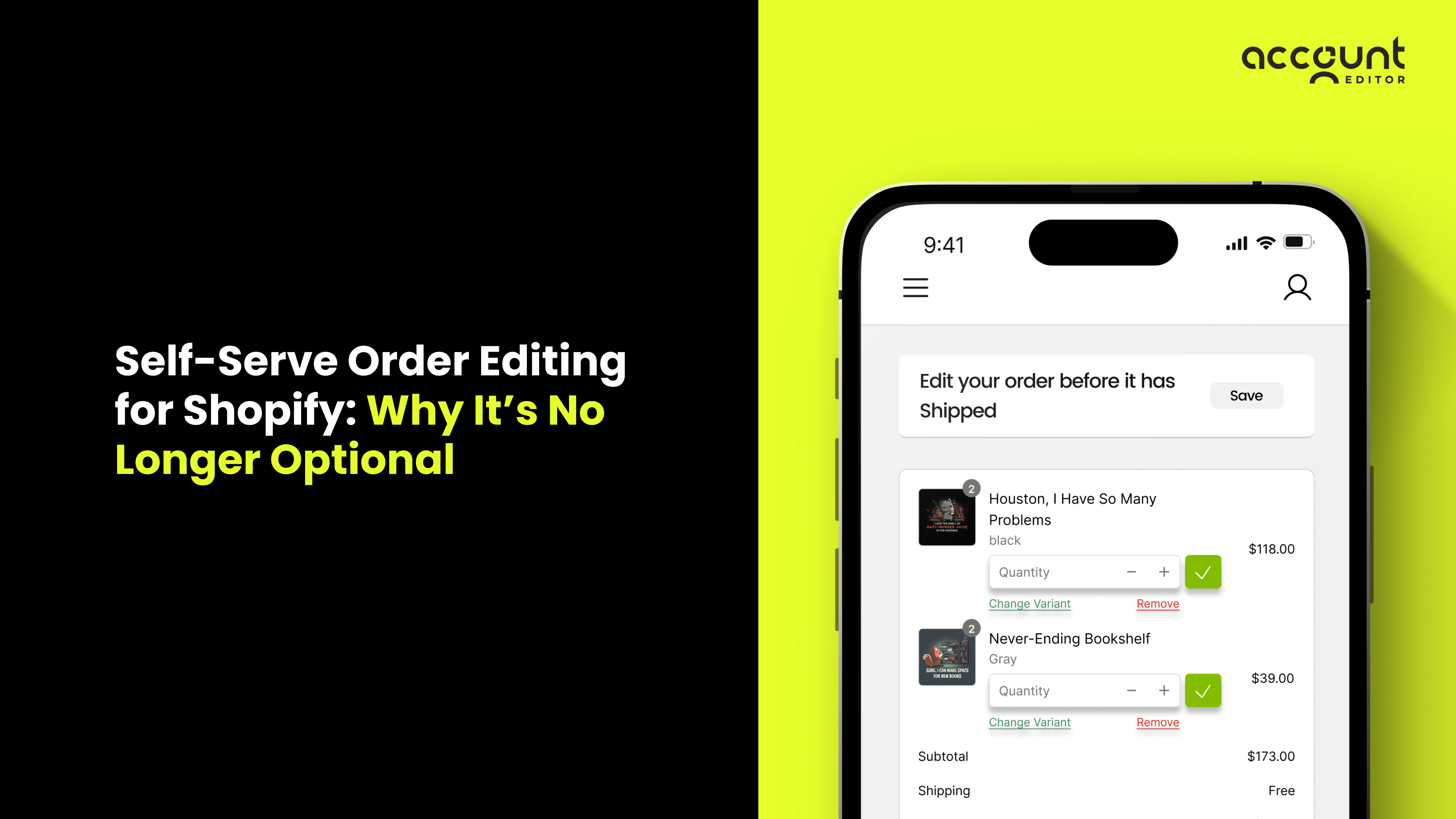 Ultimate Guide to Shopify Order Editing Apps 2026 title card with Shopify interface illustrations.