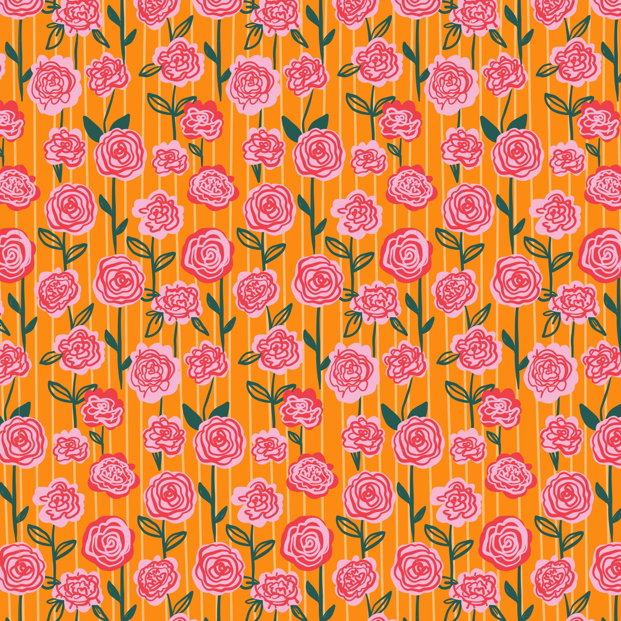 Pink flowers orange background