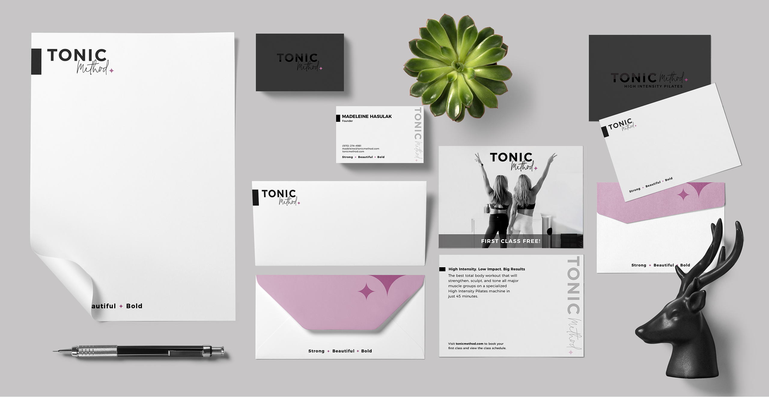 Brand stationery and identity system for Tonic Method