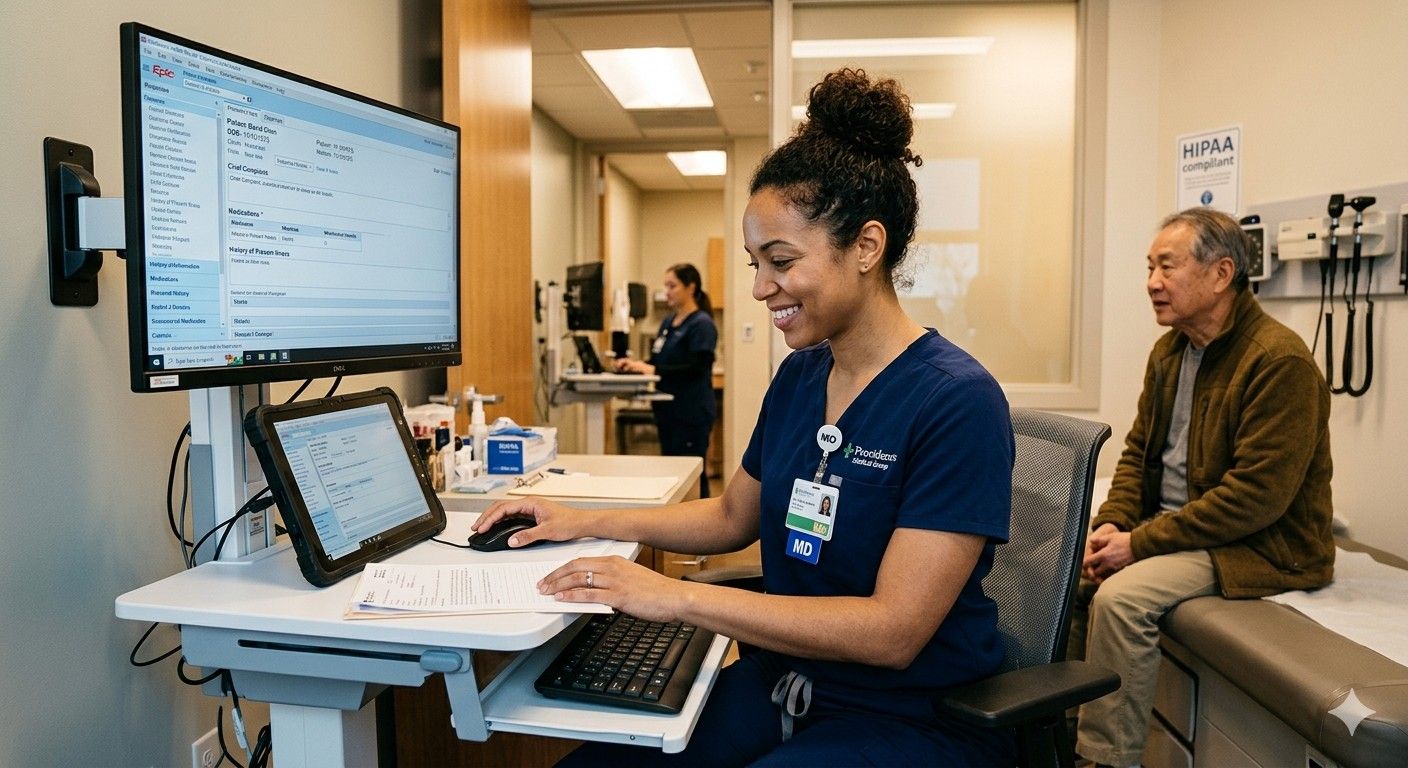 Clinician Using EHR System