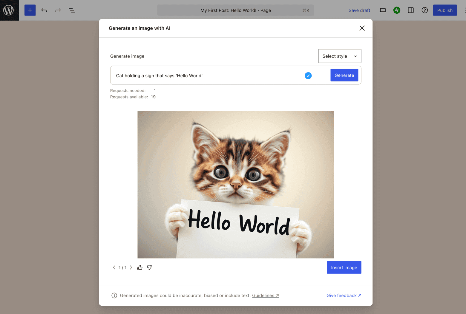AI Image generator with WordPress.com