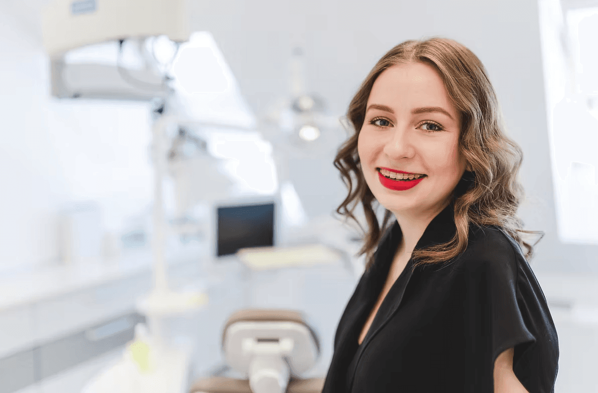 Female child sitting in a dentistry chair