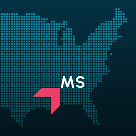 Map highlighting Mississippi with a red arrow, representing GIA Group, LLC truck insurance coverage area.