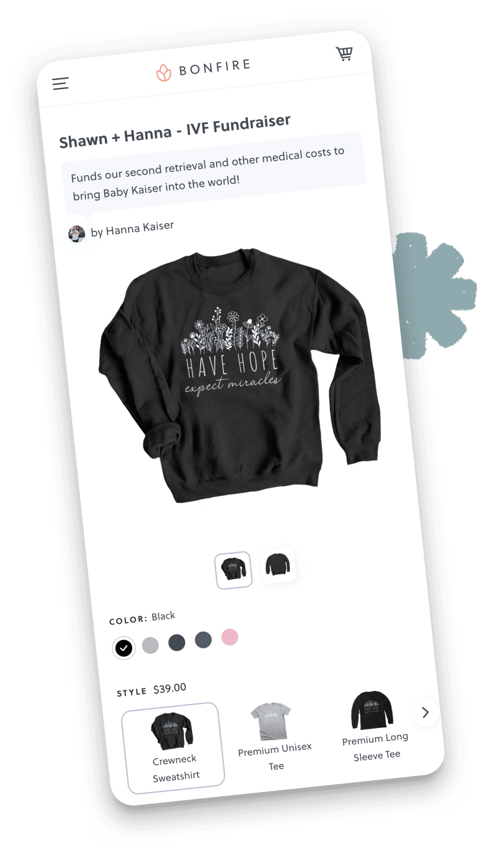 Screenshot of Bonfire's campaign page