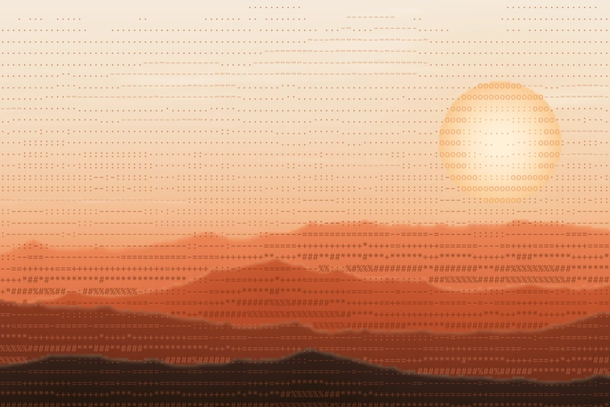 Landscape drawn in text characters