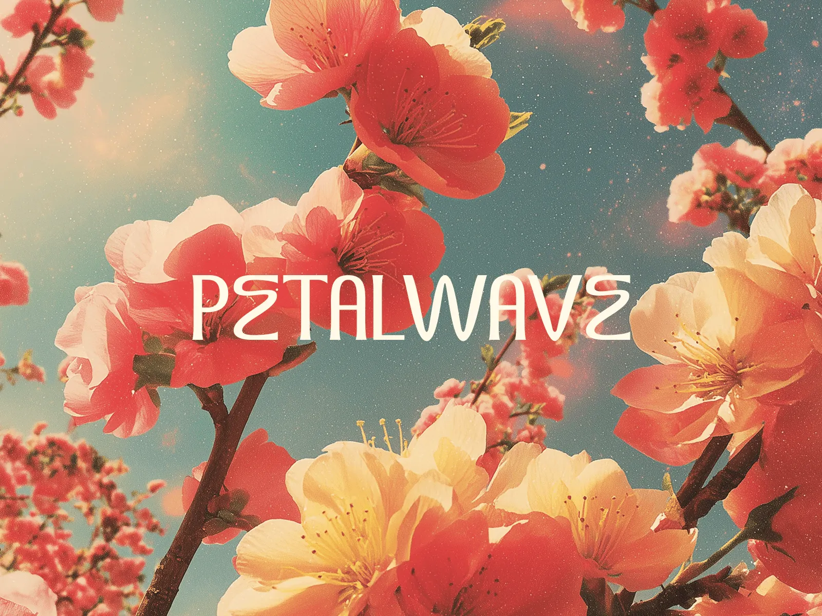 Text overlay "PETALWINE" on a background of soft pink and yellow flowers against a light blue sky.