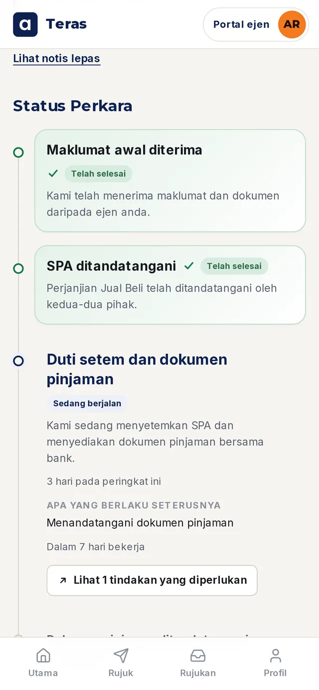 Halaman perkara. (Data contoh)