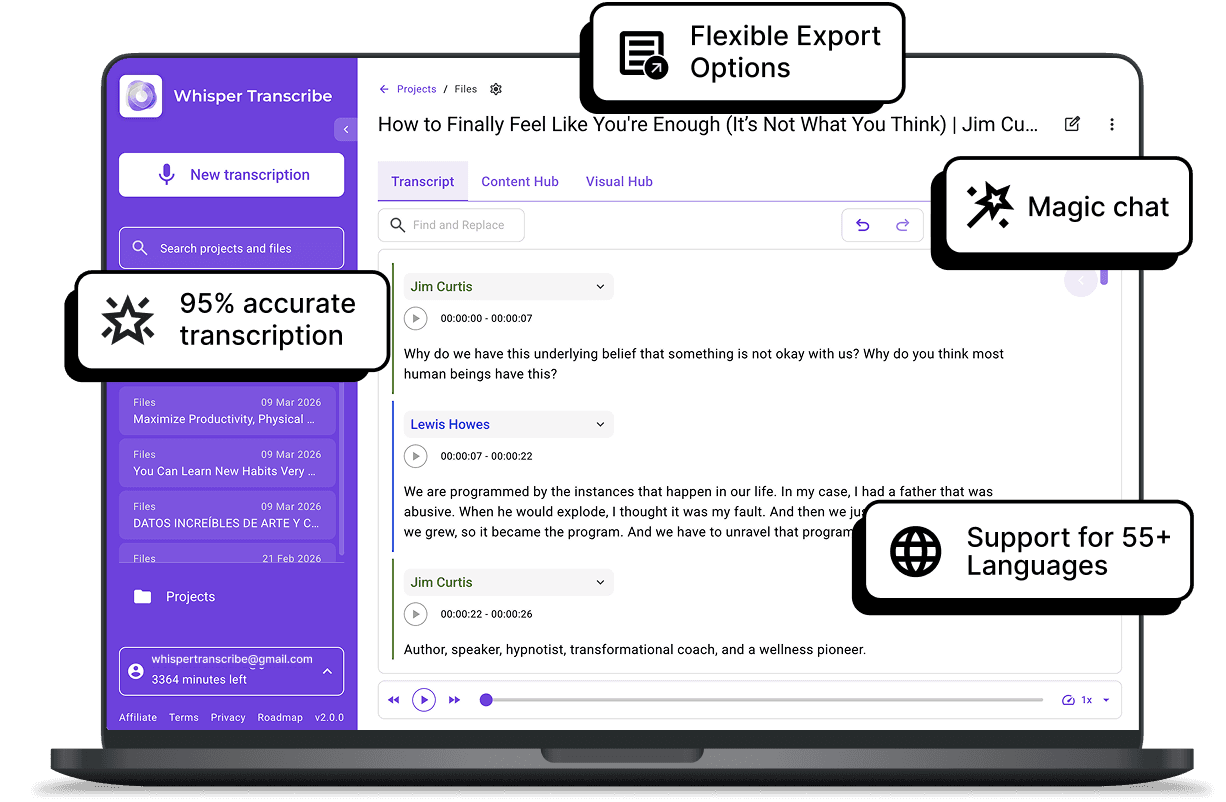 Transcribing podcasts or YouTube videos