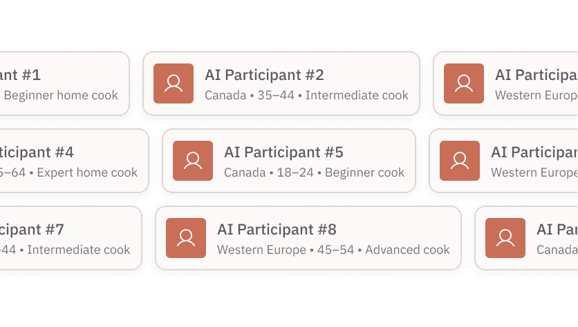 List of AI participant profiles with demographics