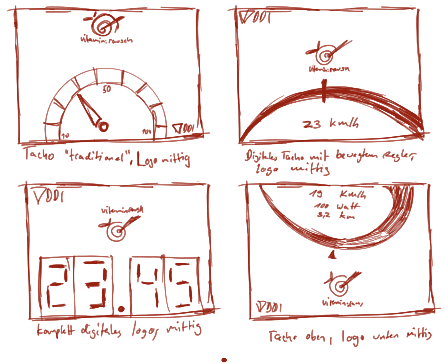 Concept art for different types of speedometers for the VitaminRausch app