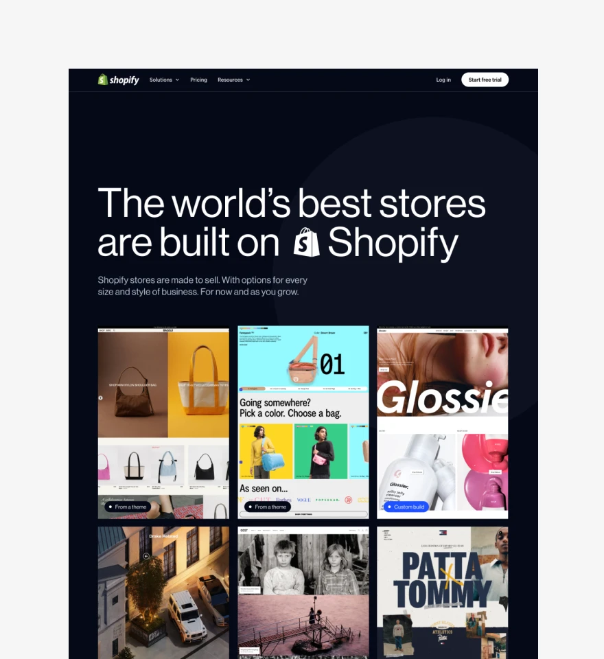 Mockup of Shopify storefronts