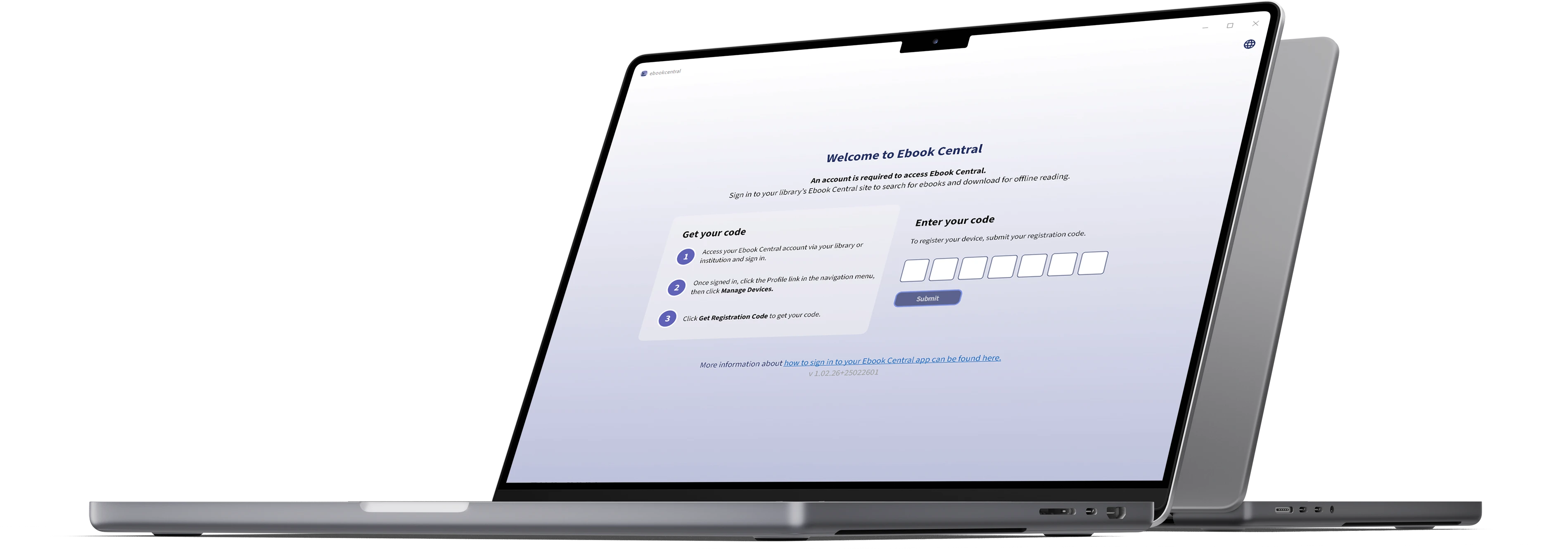ebook central desktop registration screen