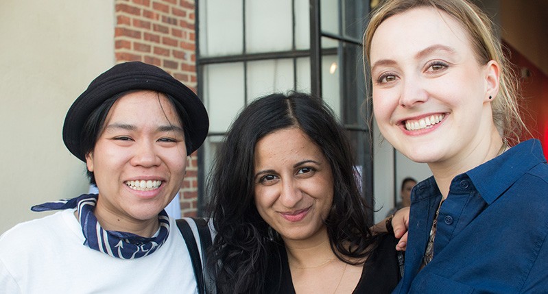 three women smiling