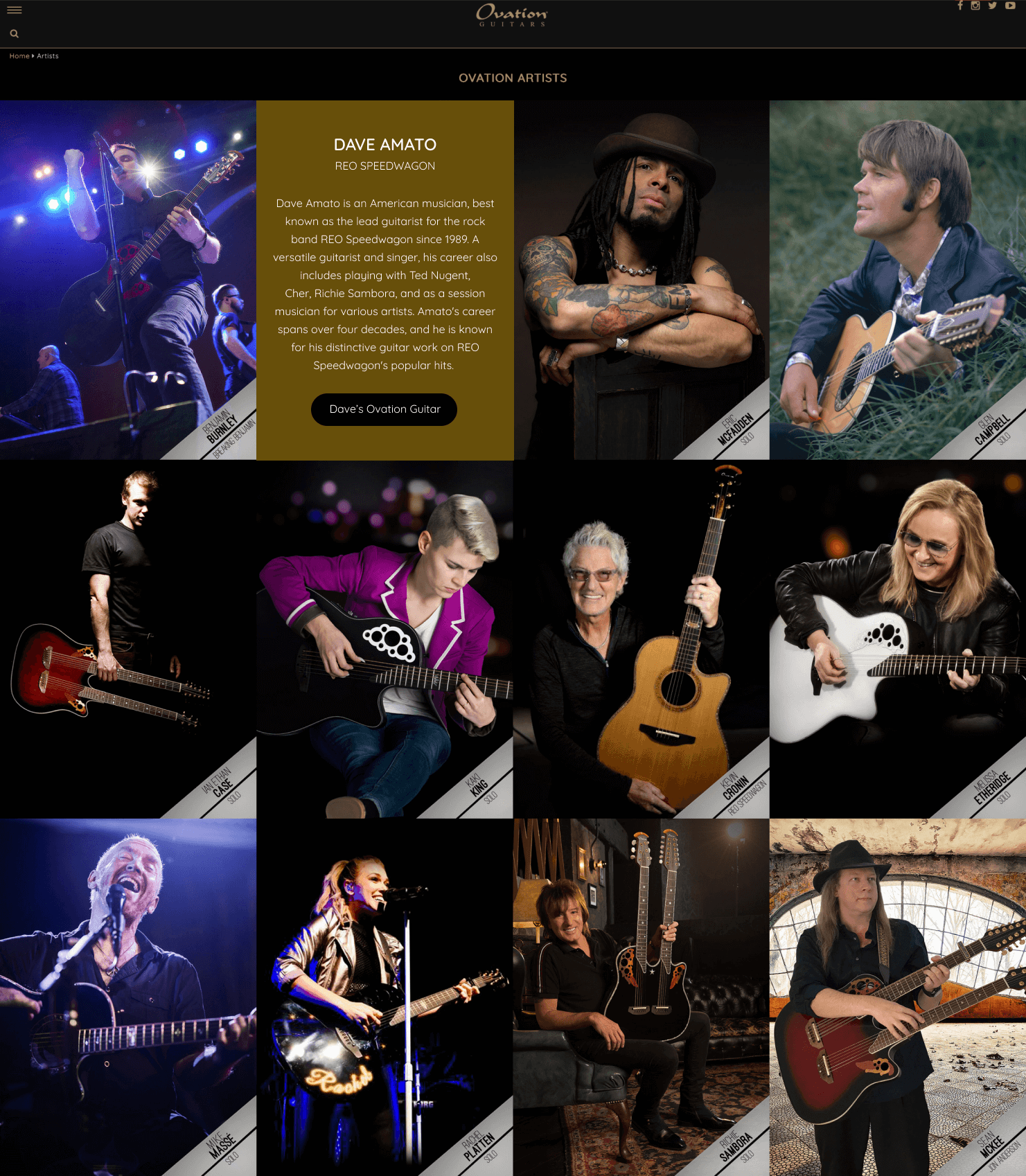 Ovation Artist Page