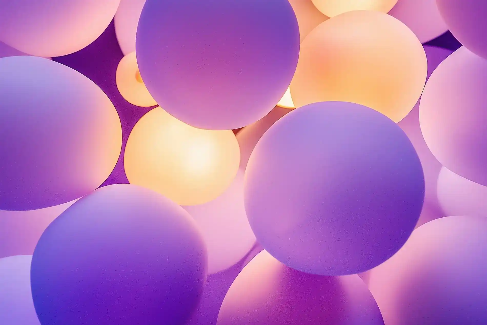 Light orange and purple 3d spheres