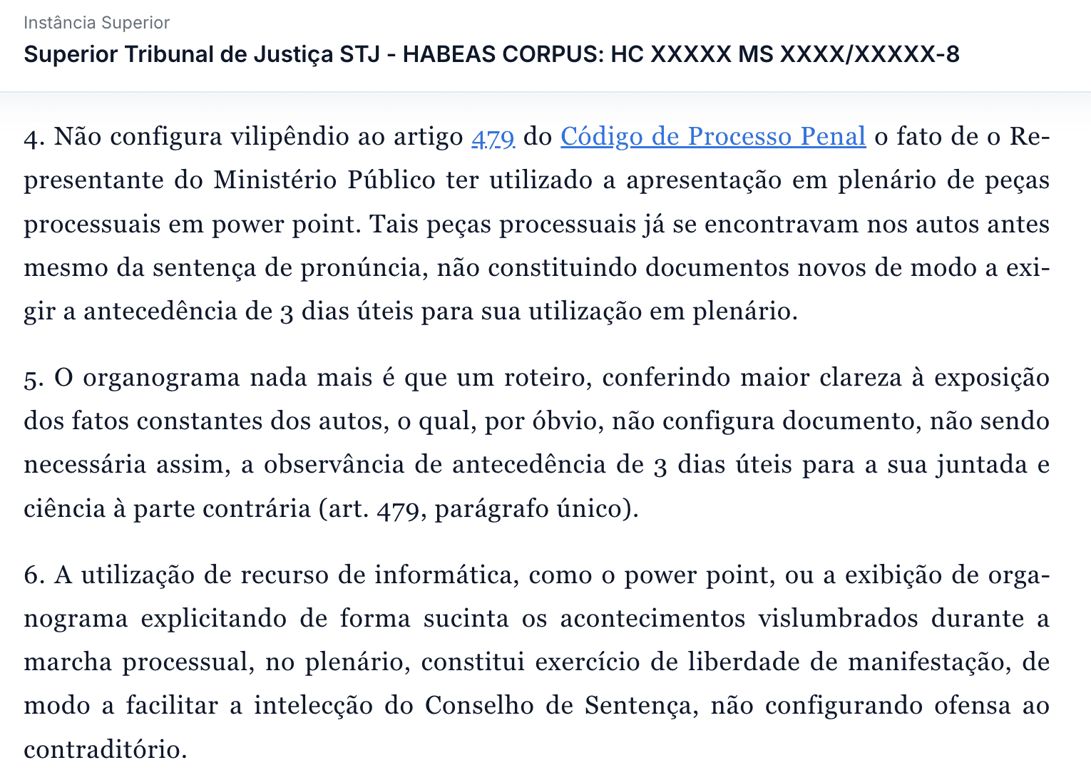 Habeas Corpus - art. 479 do CPP 