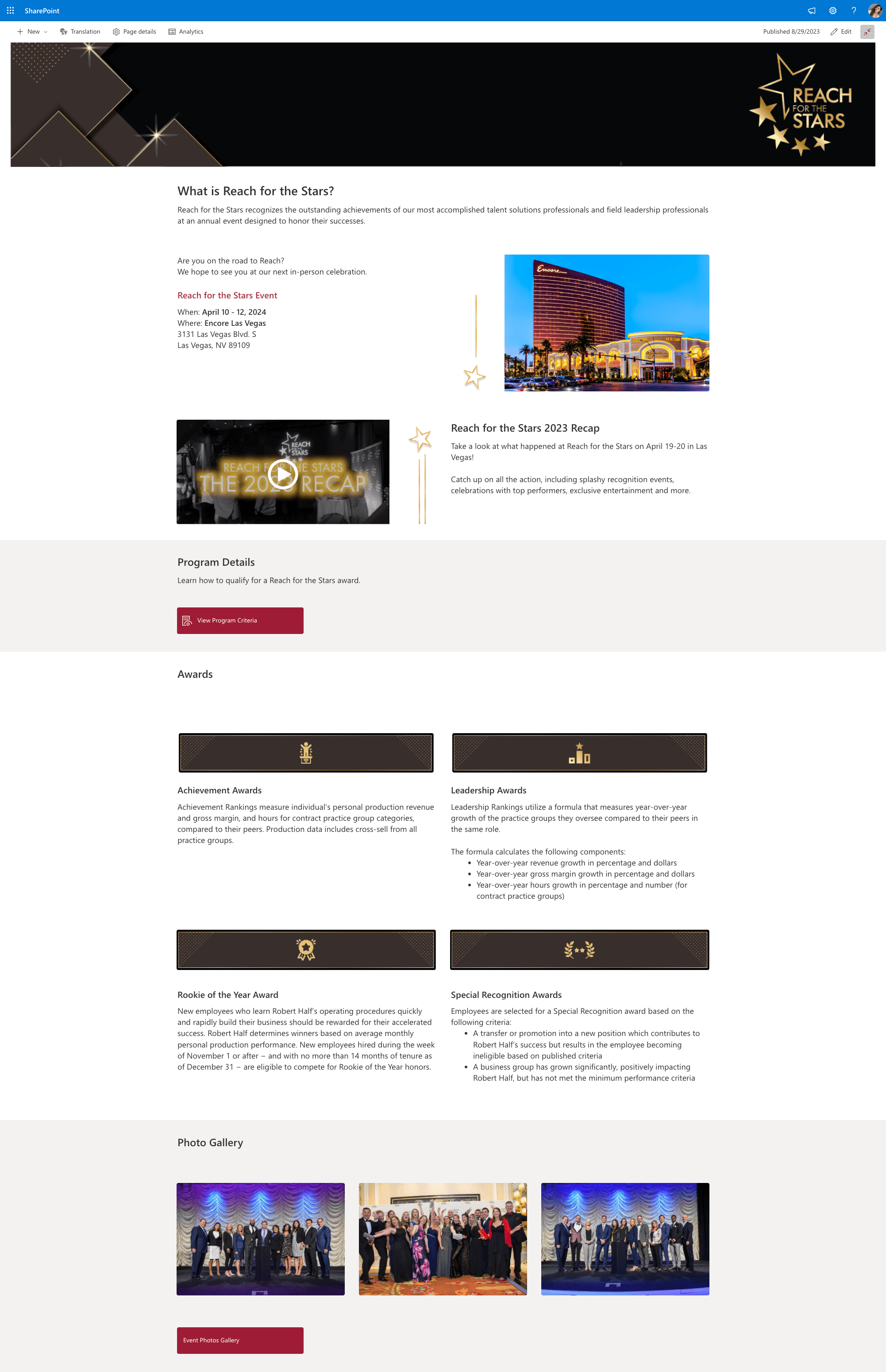 Final colleague experience site