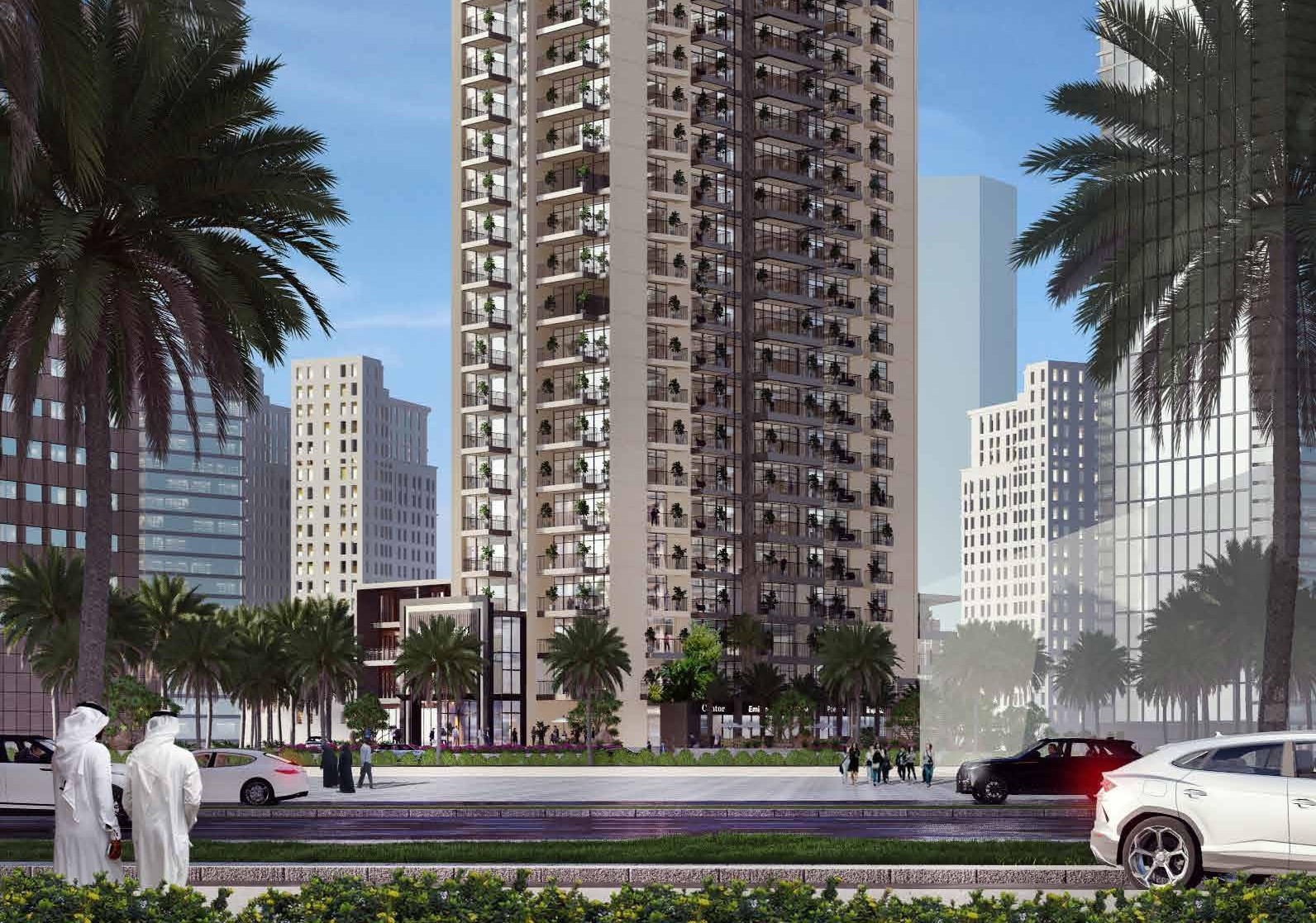 Sleek high-rise tower of Ahad Residences, a prime investment opportunity in a vibrant urban location.