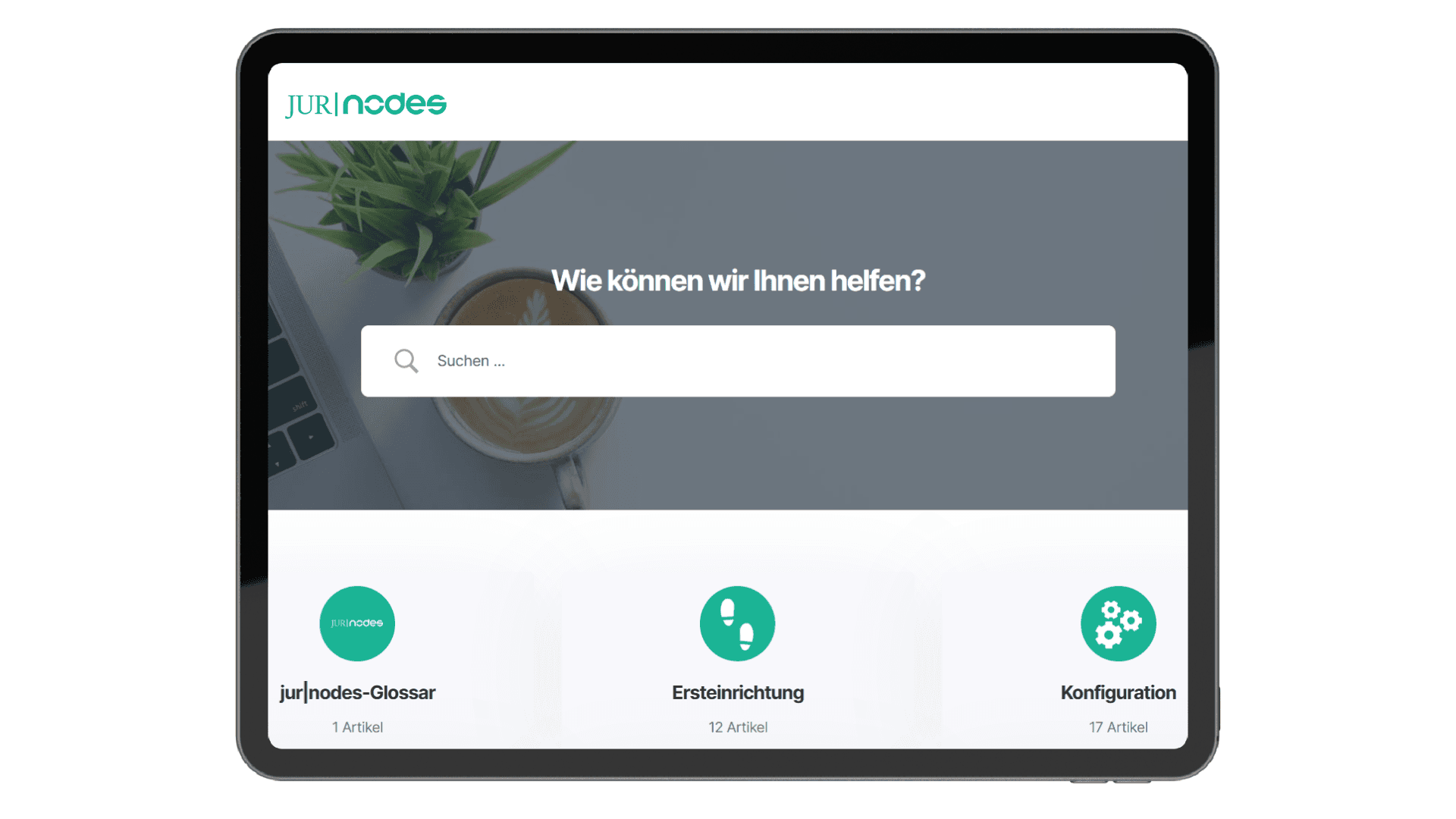 Supportportal von jur|nodes auf Tablet