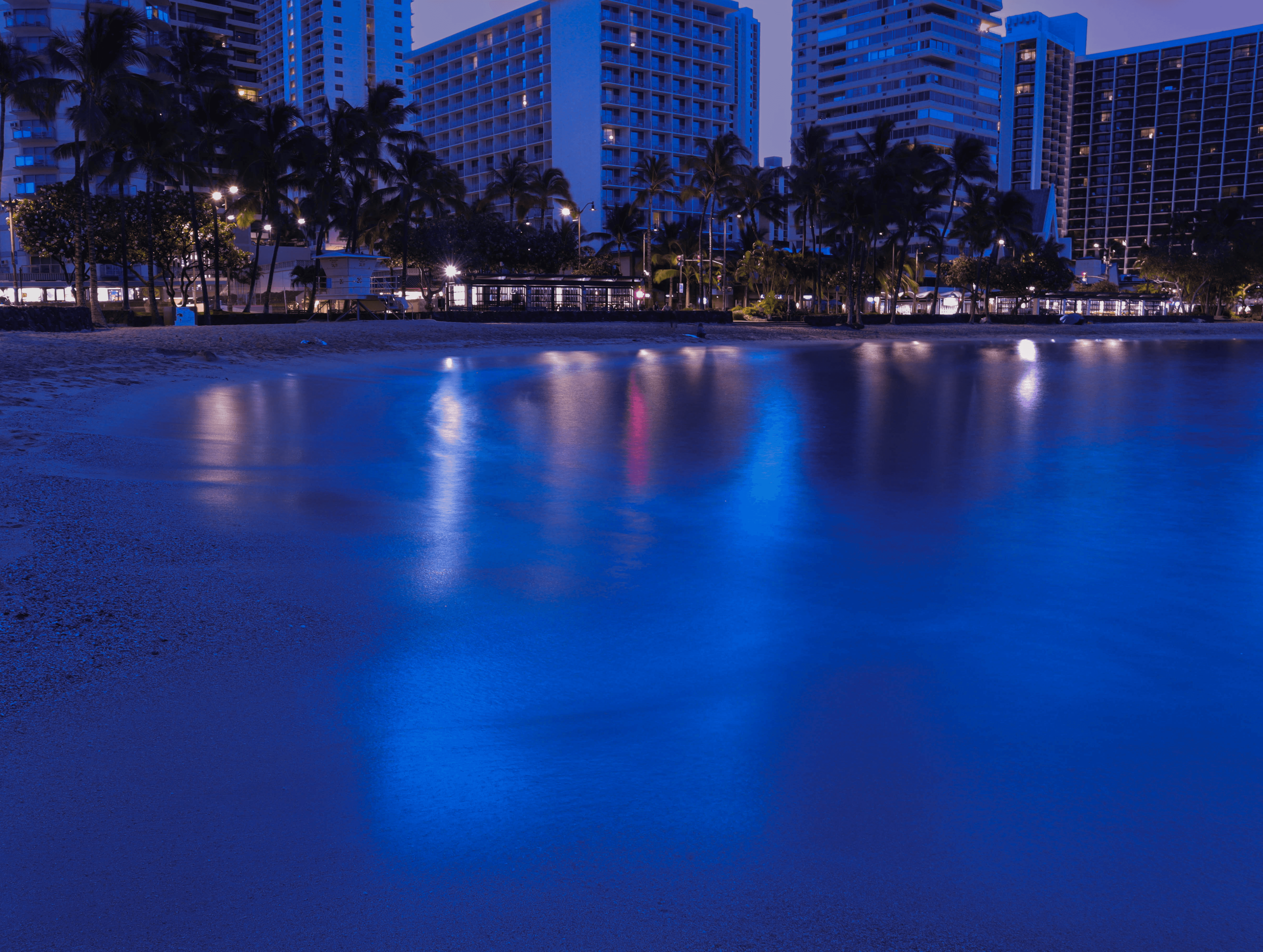 Downtown Honolulu, at night
