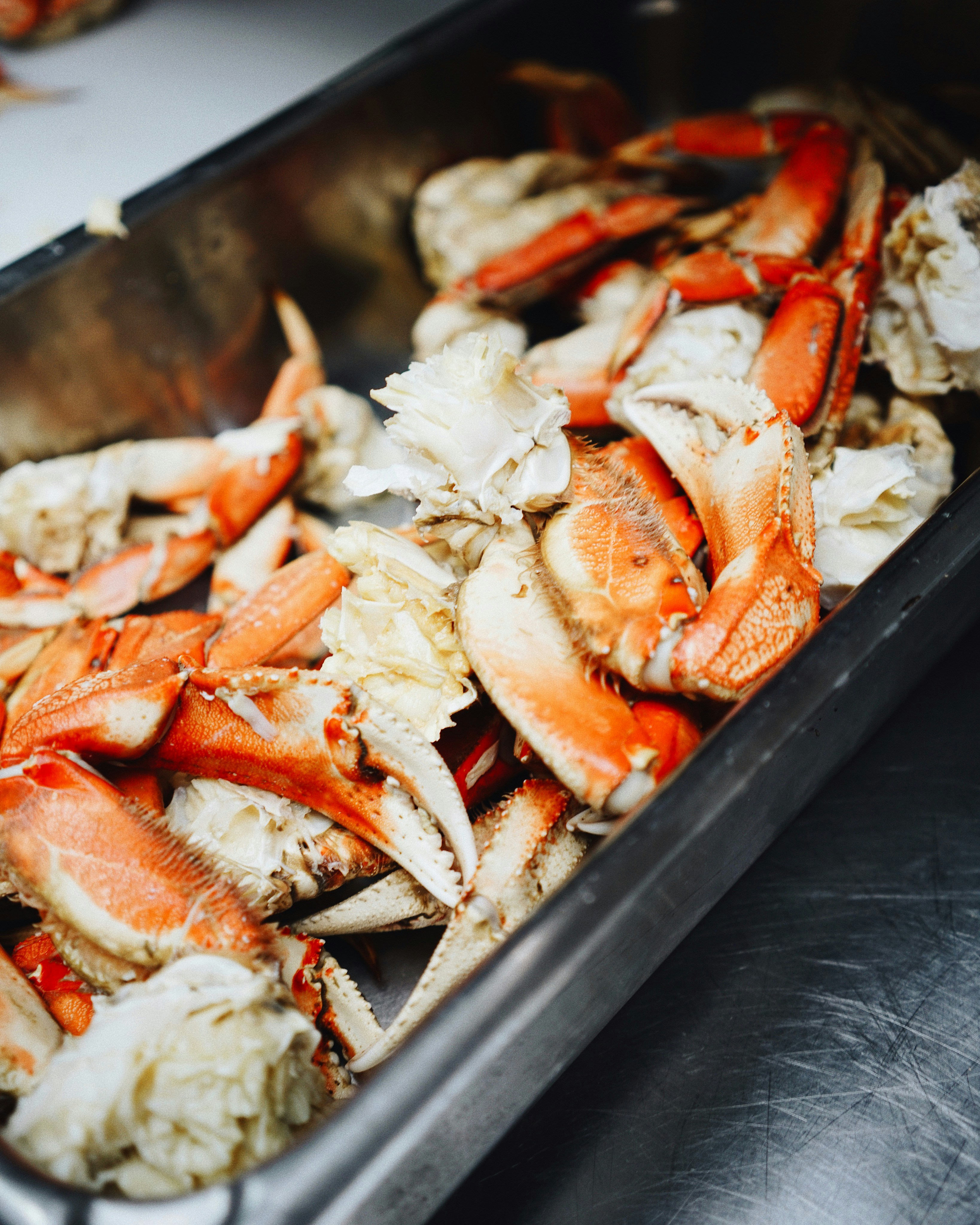 seafood in a stainless steel box