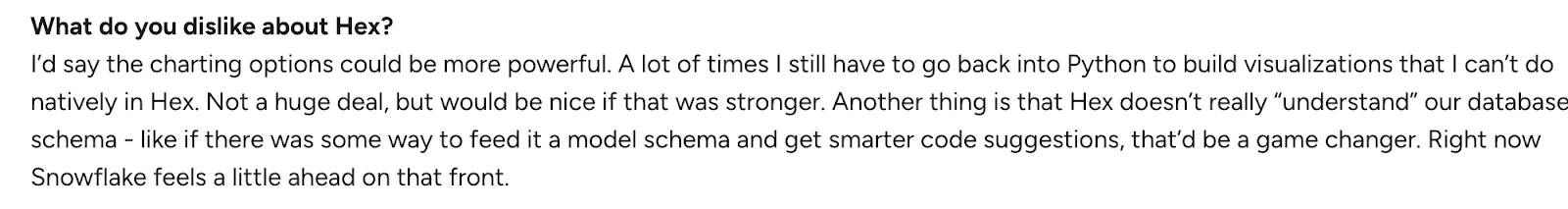 Hex review on limited charting options