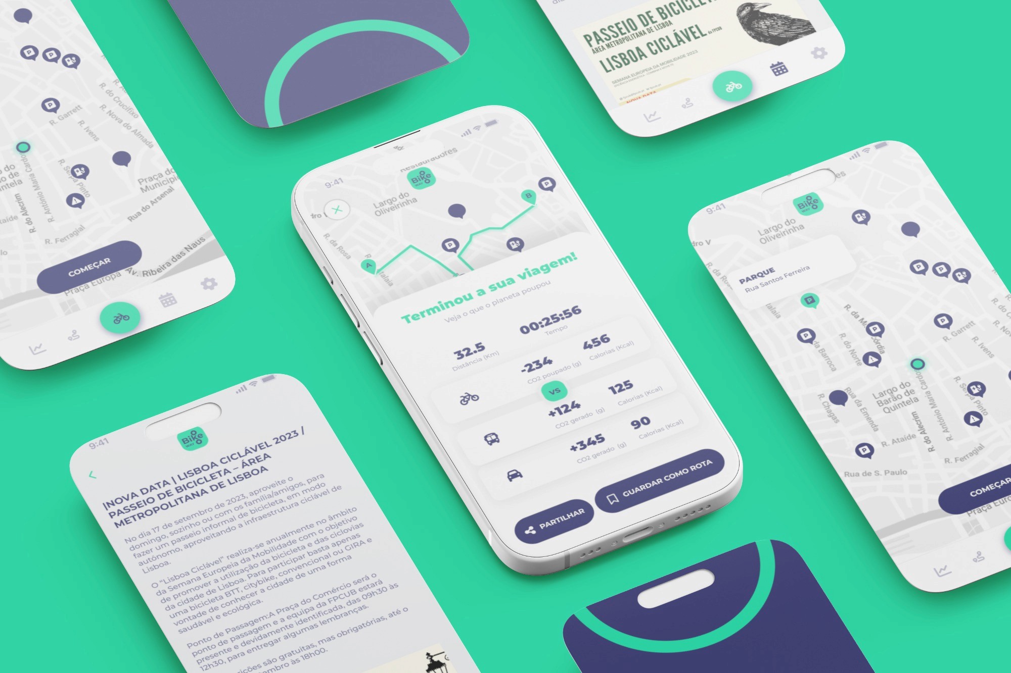 Several mobile app screens displayed, showcasing different user interface designs and features.