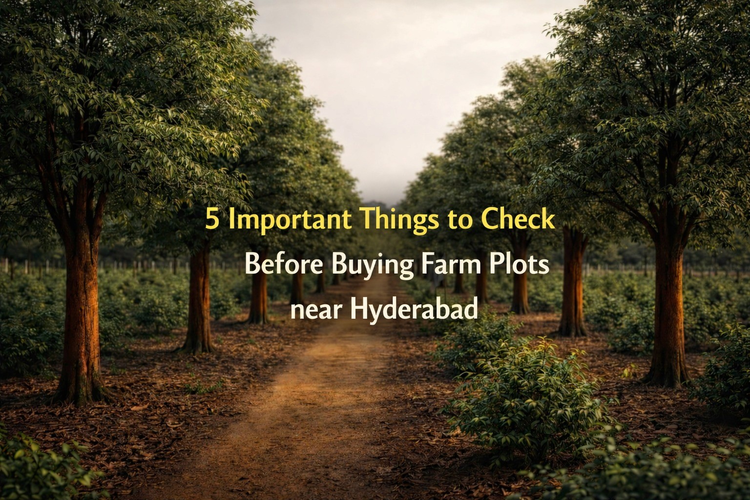 5 Important Things to Check Before Buying Farm Plots near Hyderabad - blog cover by Charan Group