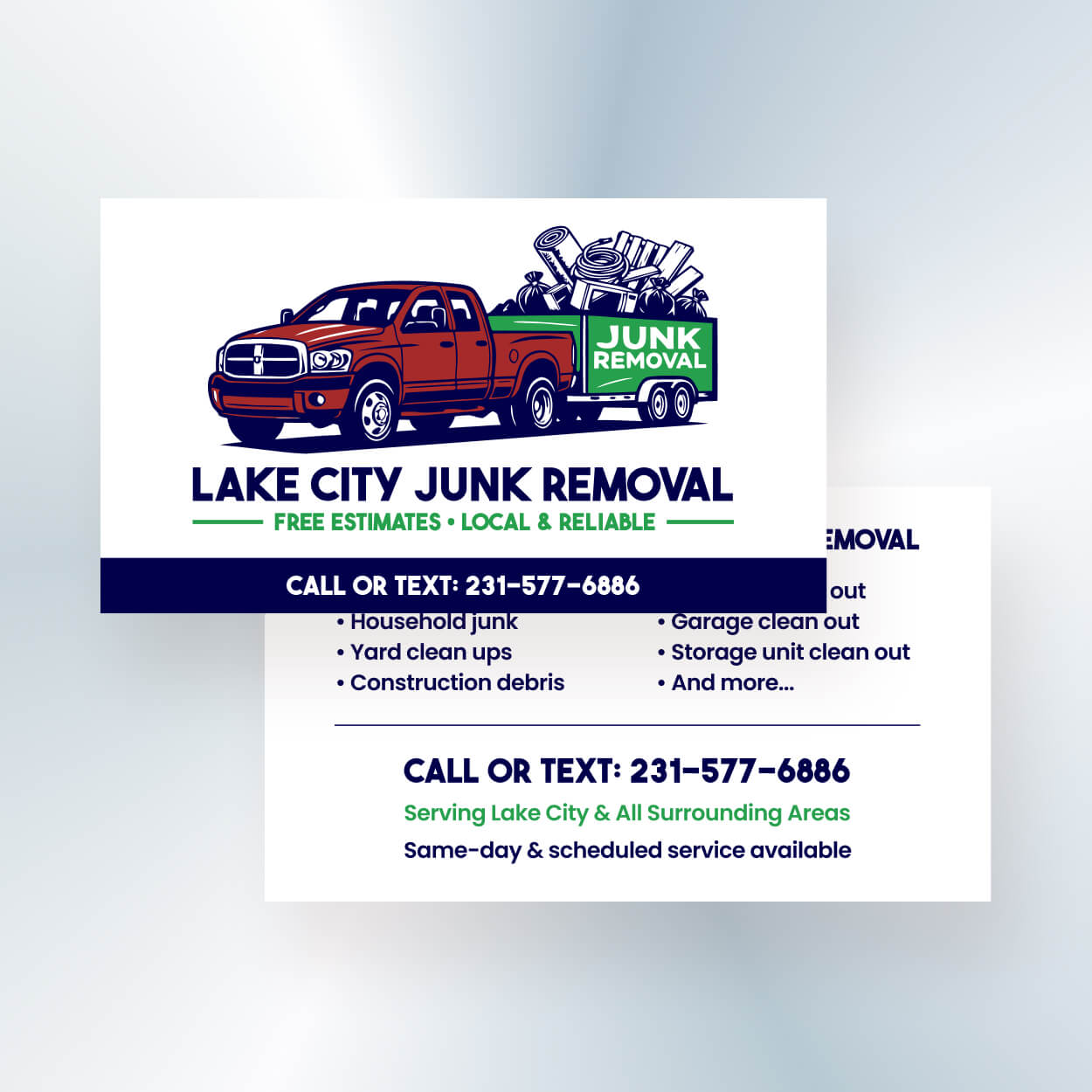 Lake City Junk Removal business card