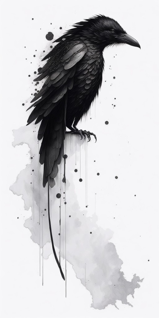 Ink drawing of a raven