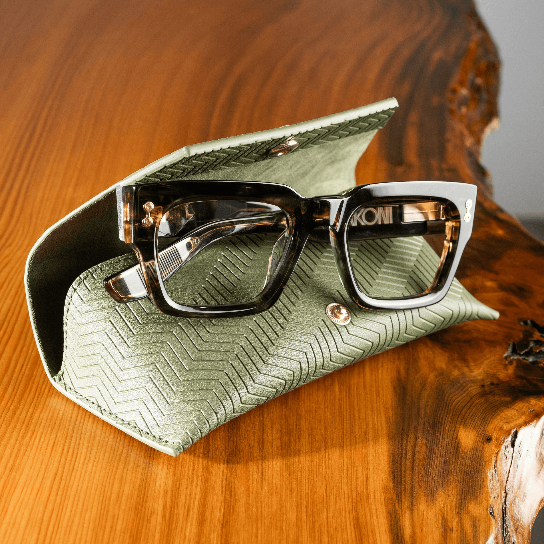 Glasses sittting on glasses case