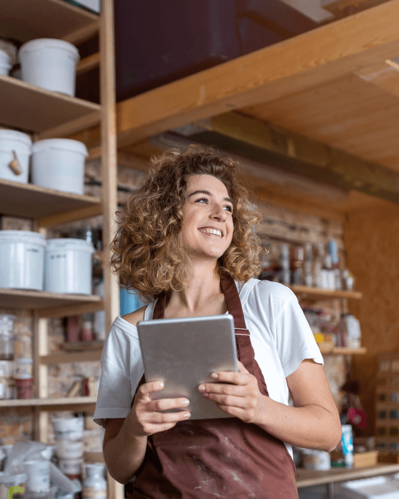 Lady using WiFi services