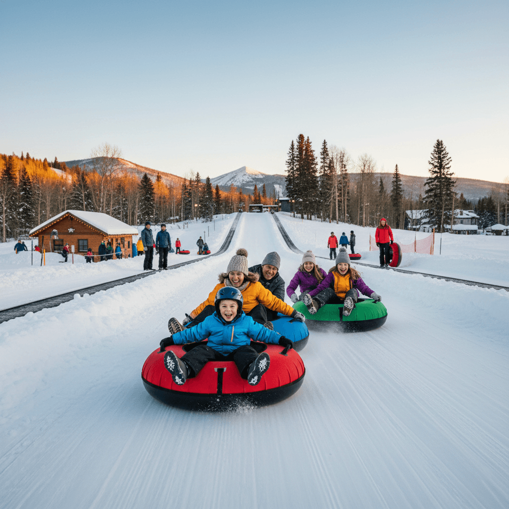 family snowtubing in beech mountain north carolina