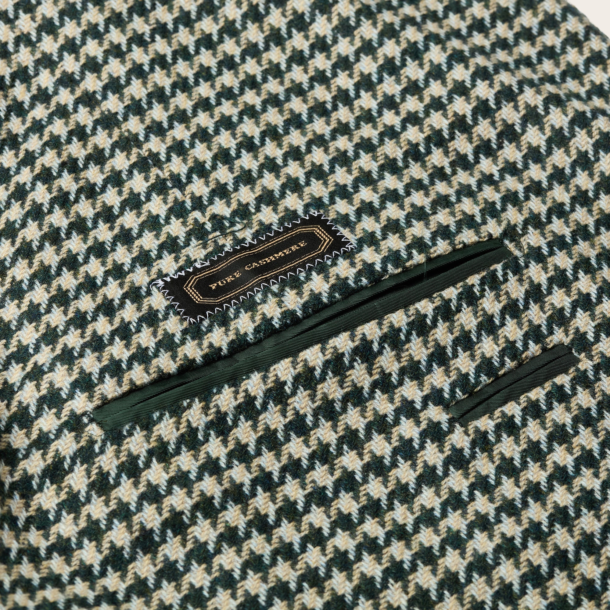 Natural Colour and Forest Green Houndstooth Jacket - Mandelli UK