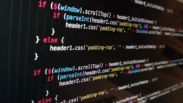 Computer code on a black background