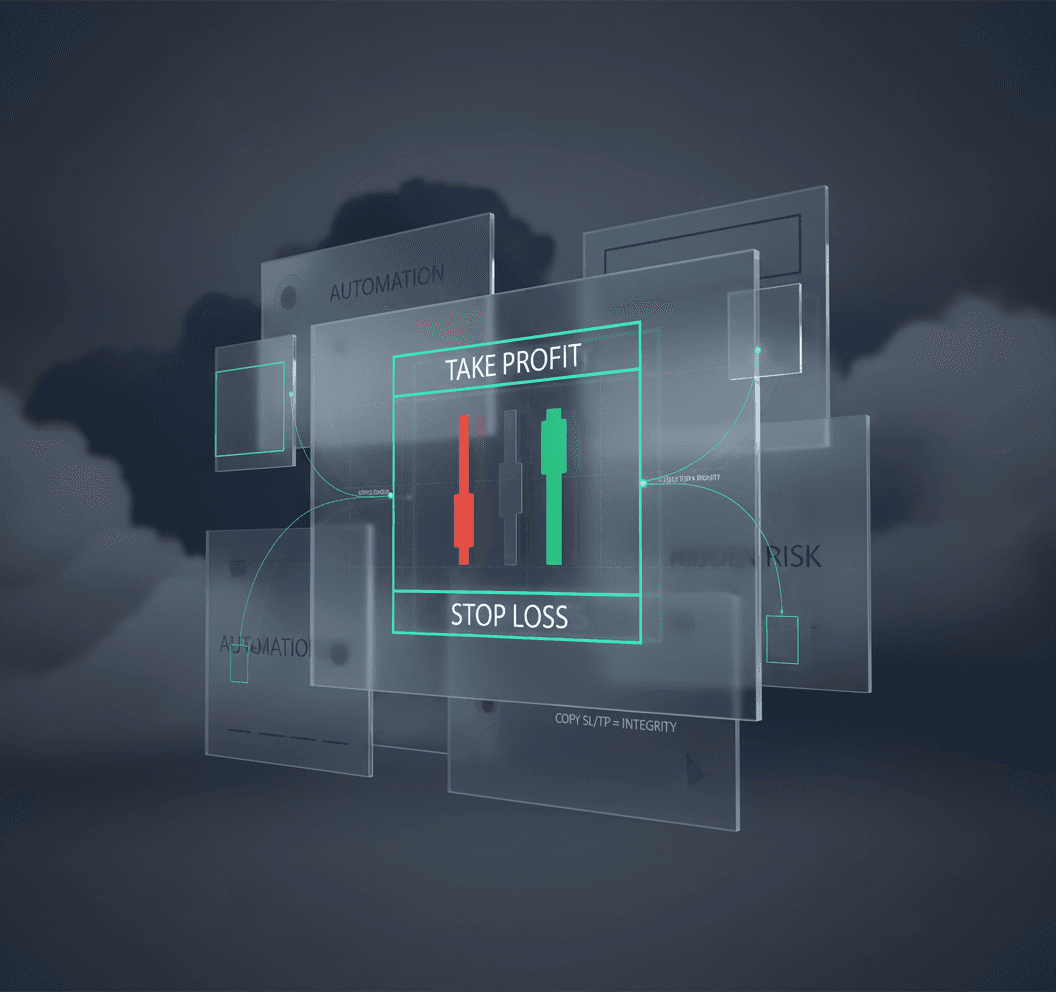 Visualization of layered account protection with highlighted SL/TP zones