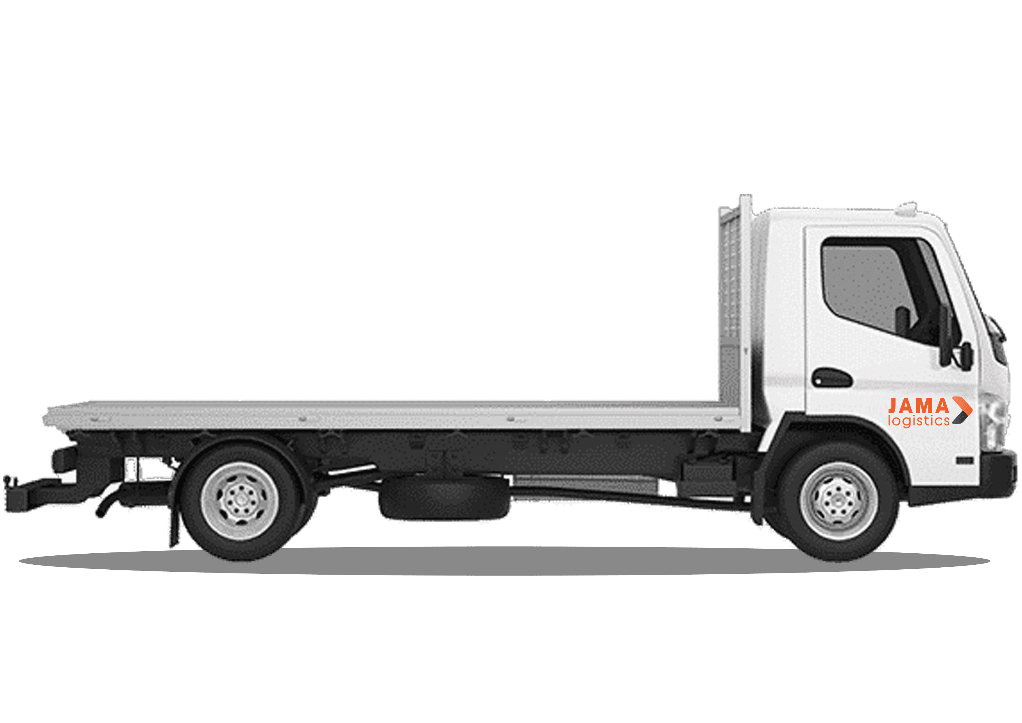 image of a flatbed with the jama logistics logo on the side