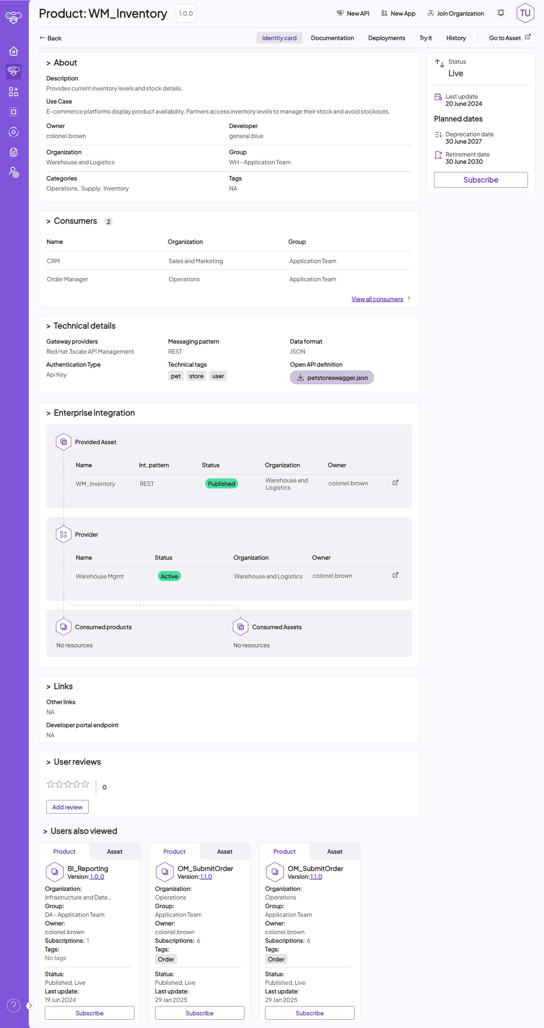 ApiShare API details section