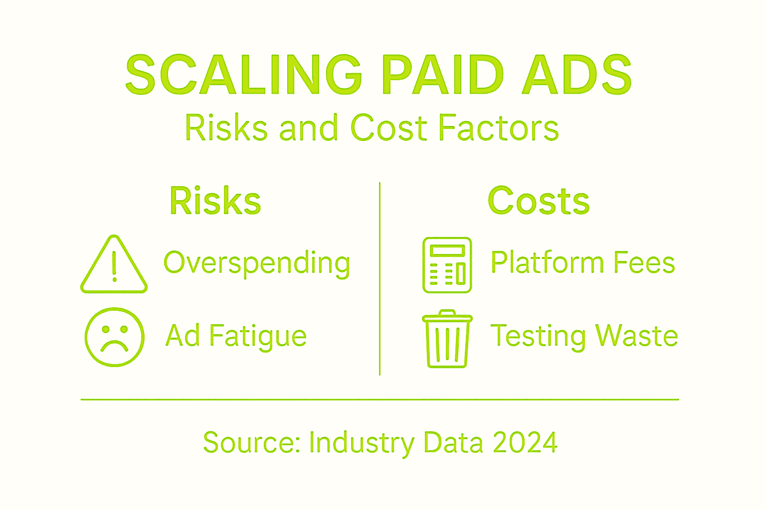 Infographic of scaling paid ads risks and costs
