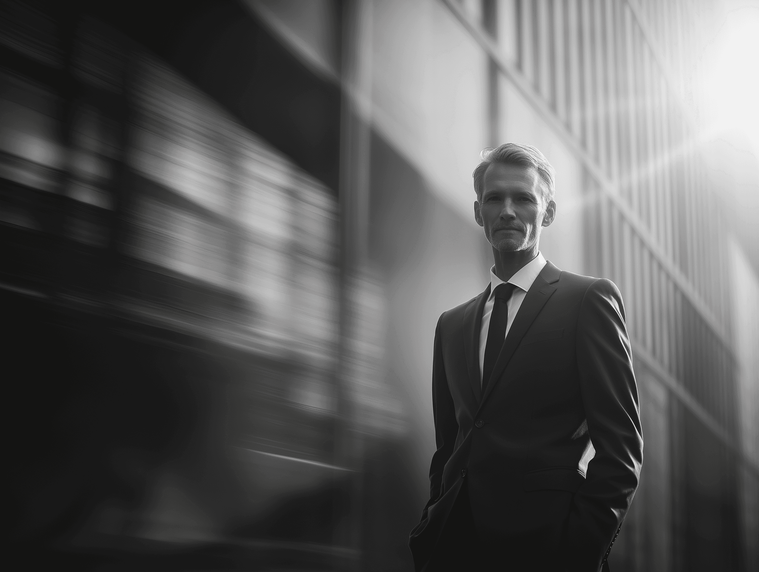 CEO steht vor seiner Firma