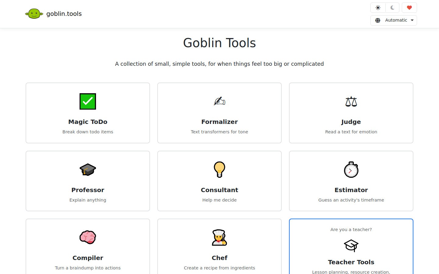 Goblin Tools screenshot