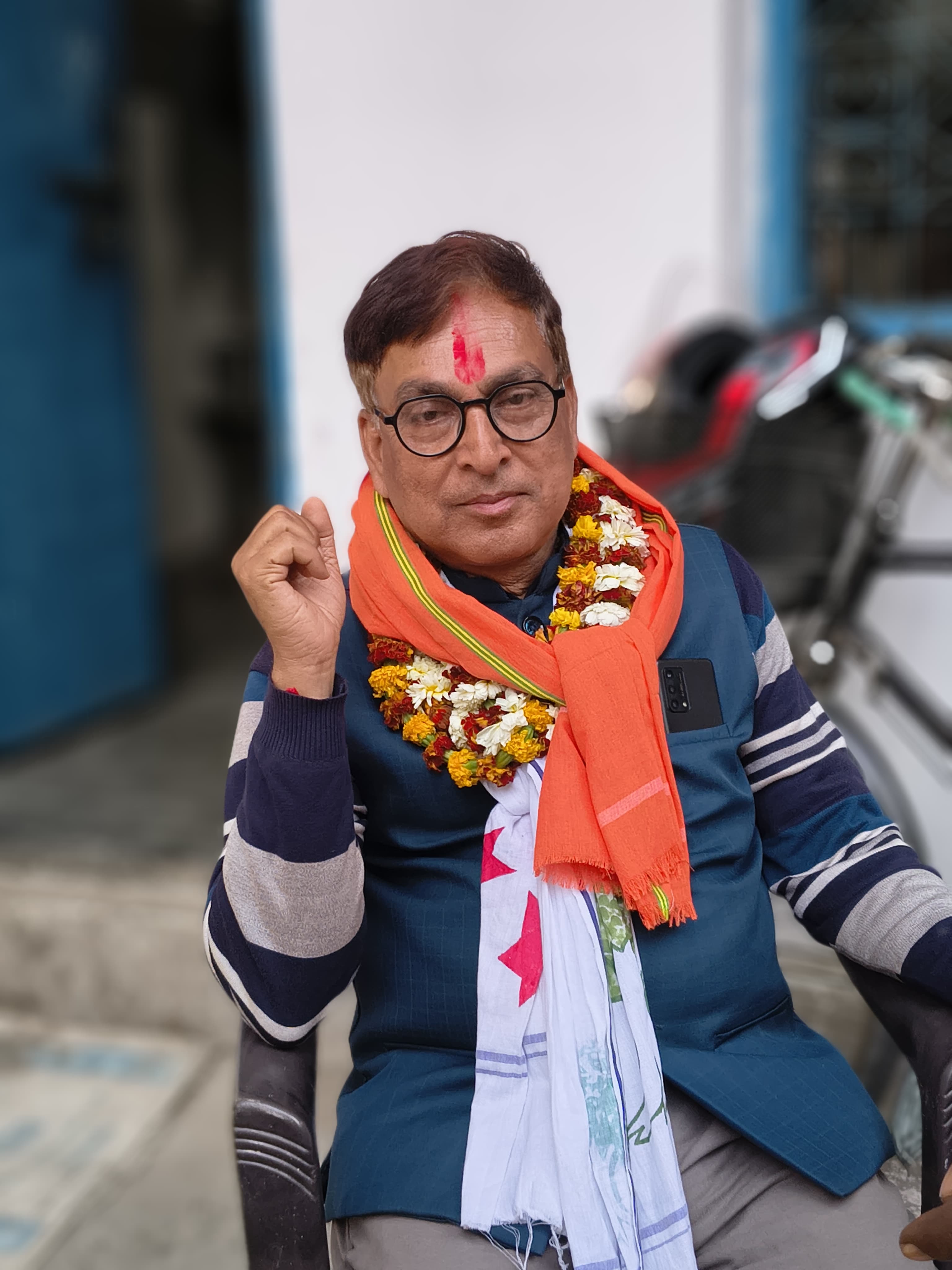 Woman in glasses looking at left