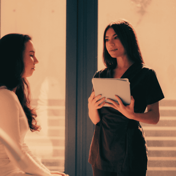 Doctor giving a patient an evaluation