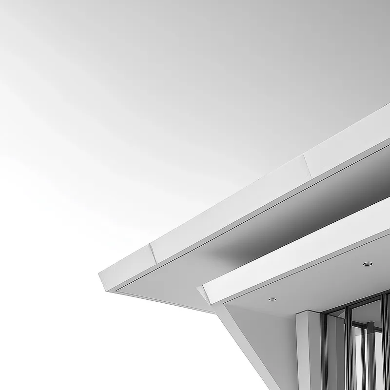 Geometrischer Anschnitt eines Daches von einem modernen Bürogebäude