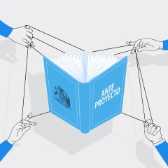 Portada de Puntos neurálgicos del anteproyecto de nueva Constitución, documento de debate constitucional de IdeaPaís, mostrando un borrador de nueva Constitución en color celeste que es tirado por hilos que son sostenidos por manos en distintas direcciones.