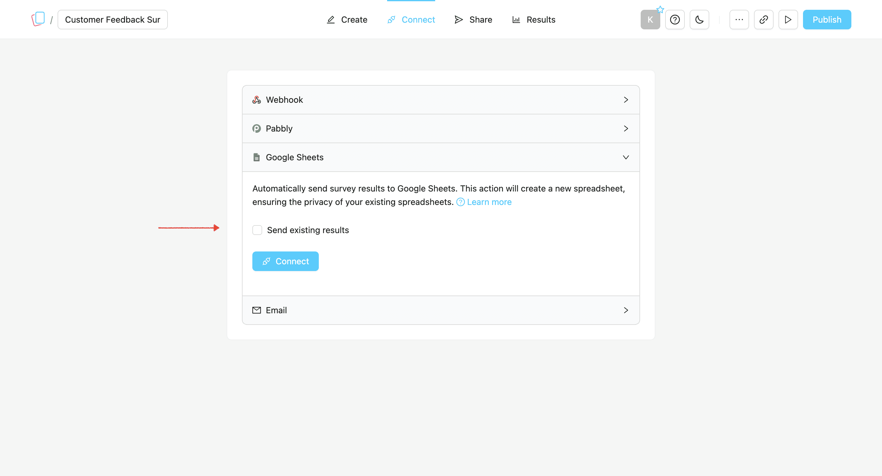 Connect Google Sheets