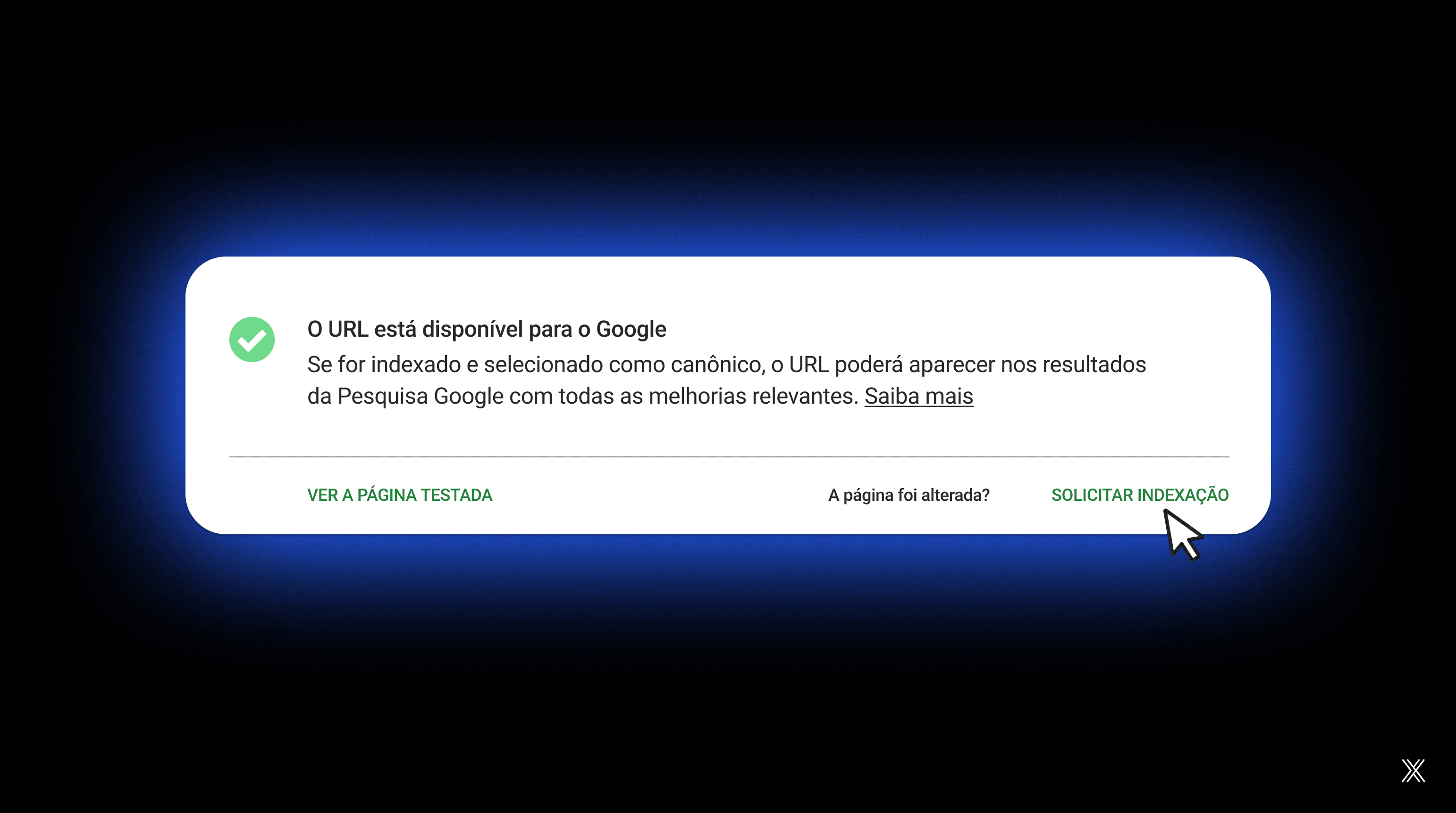 Imagem de solicitação de indexação de URL.