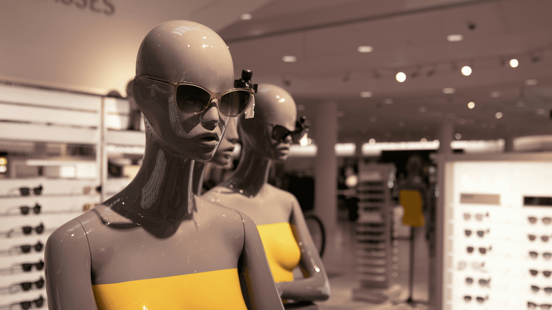 Two robots who appear to be shopping